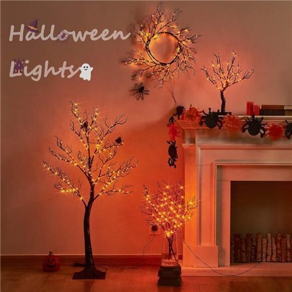 6FT Halloween Garland w/ 120 Orange & Purple Lights-8 Functions,Battery Operated - Picture 7 of 7
